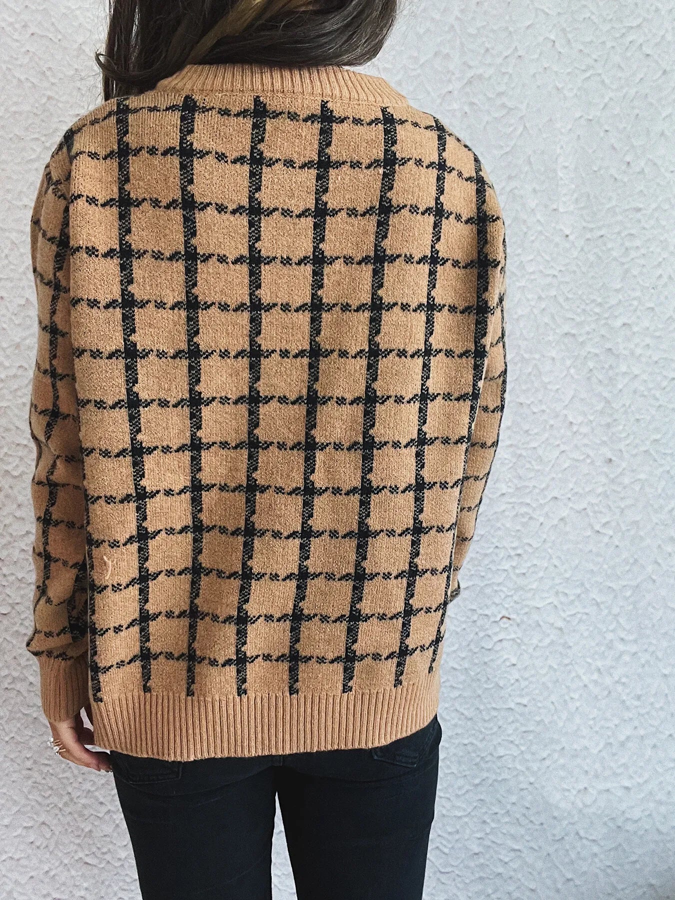 Plaid Pattern Zip Up Cardigan