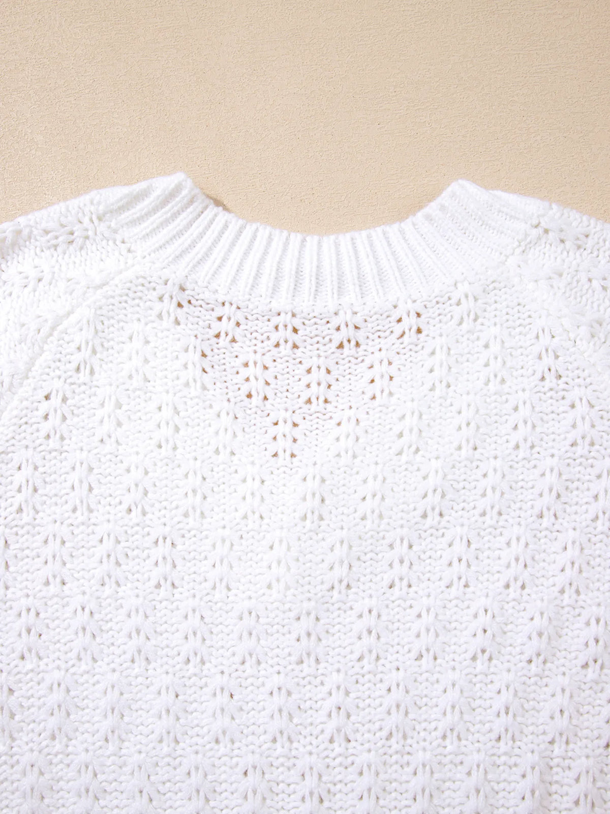 Textured Knit Ribbed Edge V Neck Loose Sweater