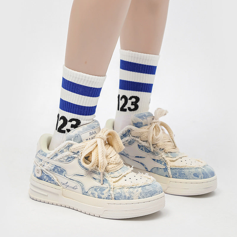 Denim Skate Platform Sneakers