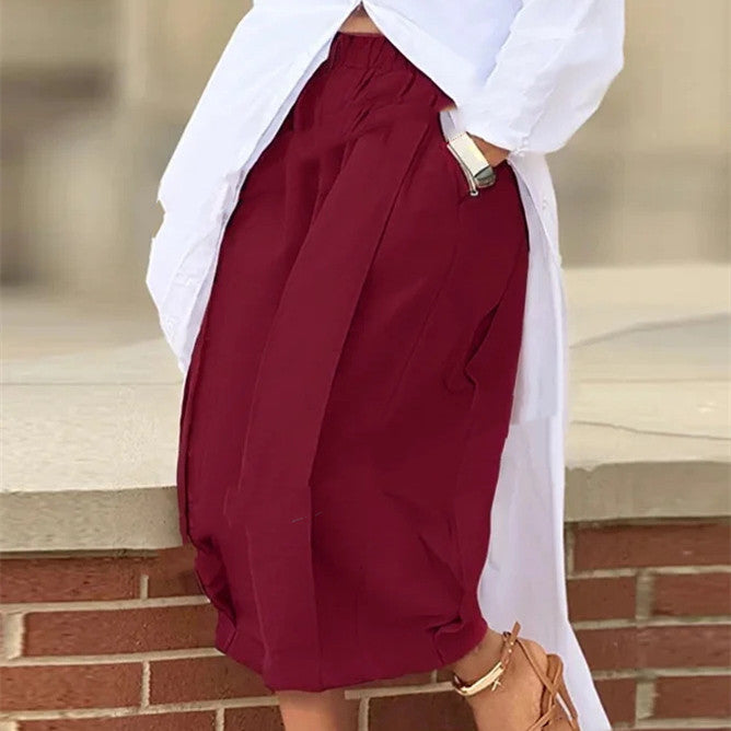 Pantalón Caprí Ancho de Algodón Liso para Mujer