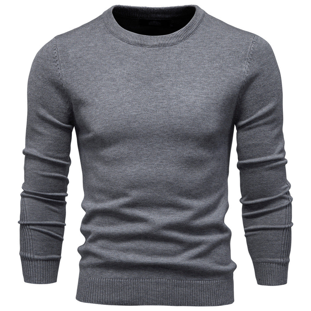 10-Color Autumn And Winter Thickened Men's Sweater, Round Neck Slim-Fit Men's Knitwear, Casual Men's Knit Top