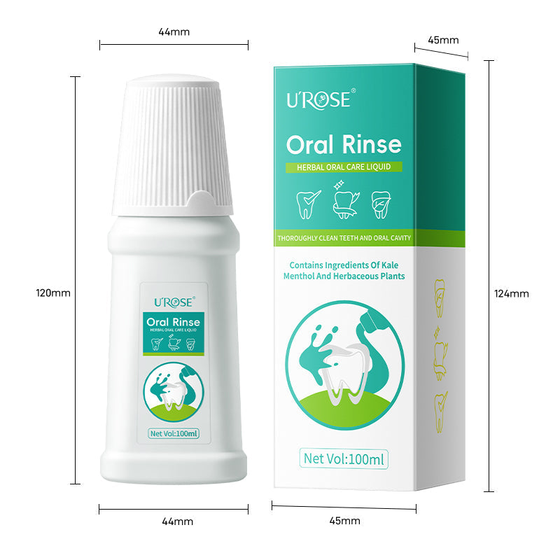 UROSE Herbal Oral Care Liquid Mouthwash With Botanical Herbs Fresh Breath Gentle Daily Oral Hygiene Care Rinse And Swish Daily Mint Flavor Formula 100ml