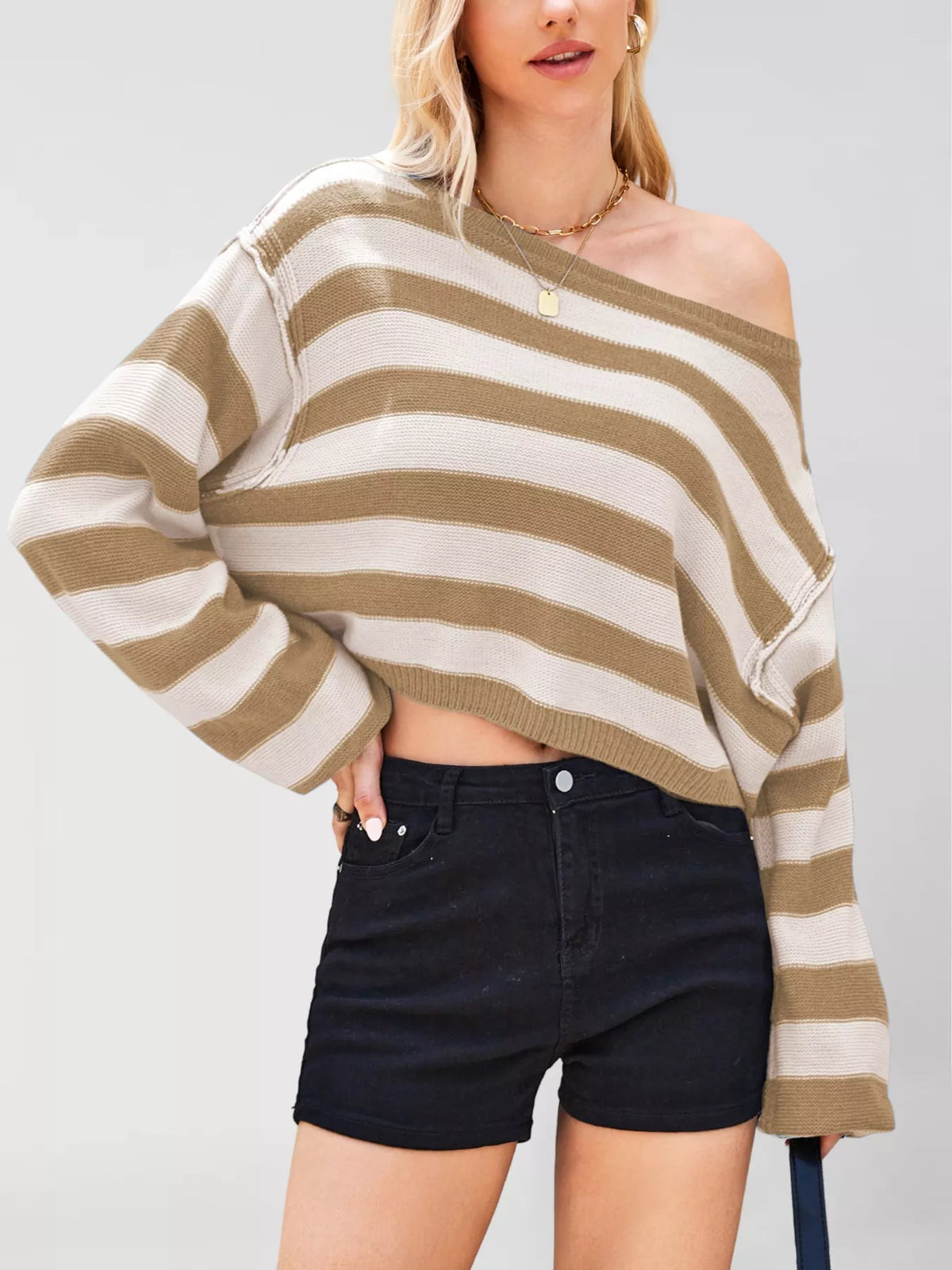 Striped Dropped Shoulder Sweater