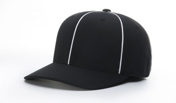 Richardson Flex-Fit Football/Lacrosse Officials Hat - Black w/ White Piping and White