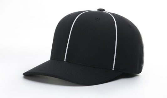 Richardson Flex-Fit Football/Lacrosse Officials Hat - Black w/ White Piping and White