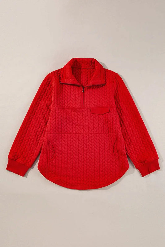 Love Salve Women's Plus Size Cable Knit Pullover — Quarter Zip Sweater