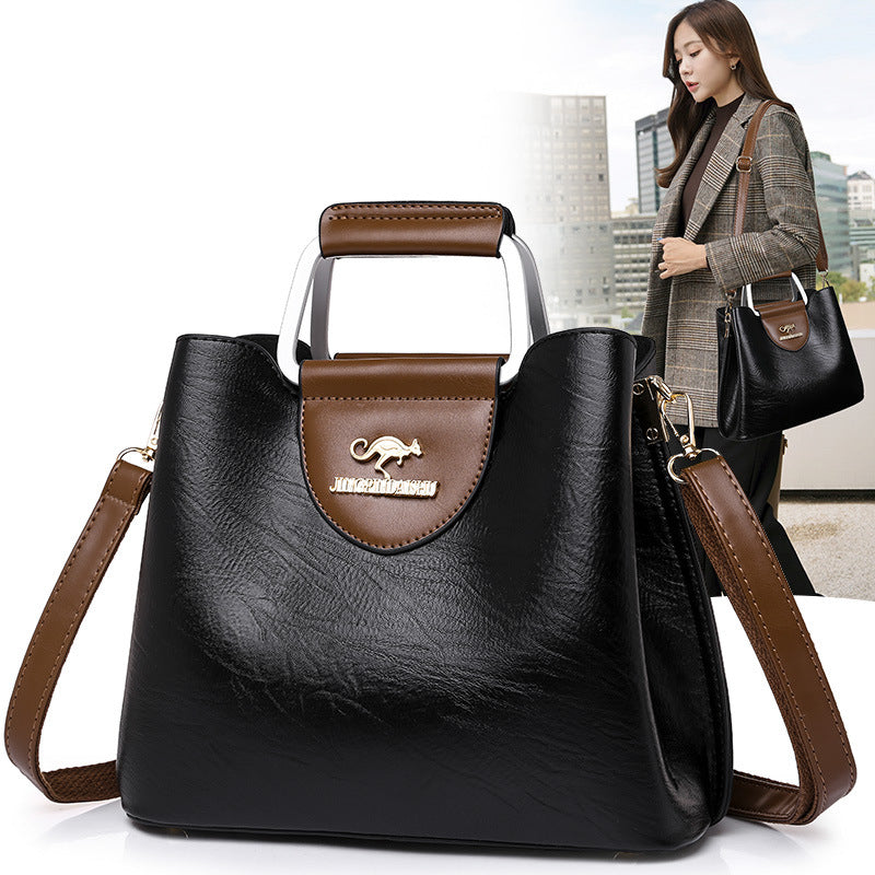 Large Capacity Soft Leather Shoulder Travel Bag