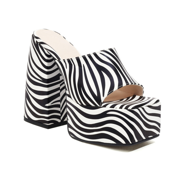 Women's High-Heel Striped Platform Sandals
