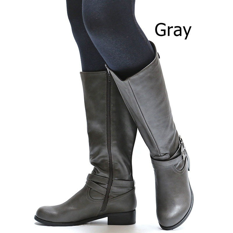 Side-zip Knee-high Boots With Chains