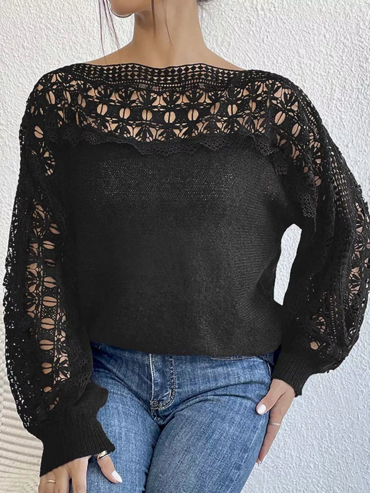 Openwork Long Sleeve Sweater