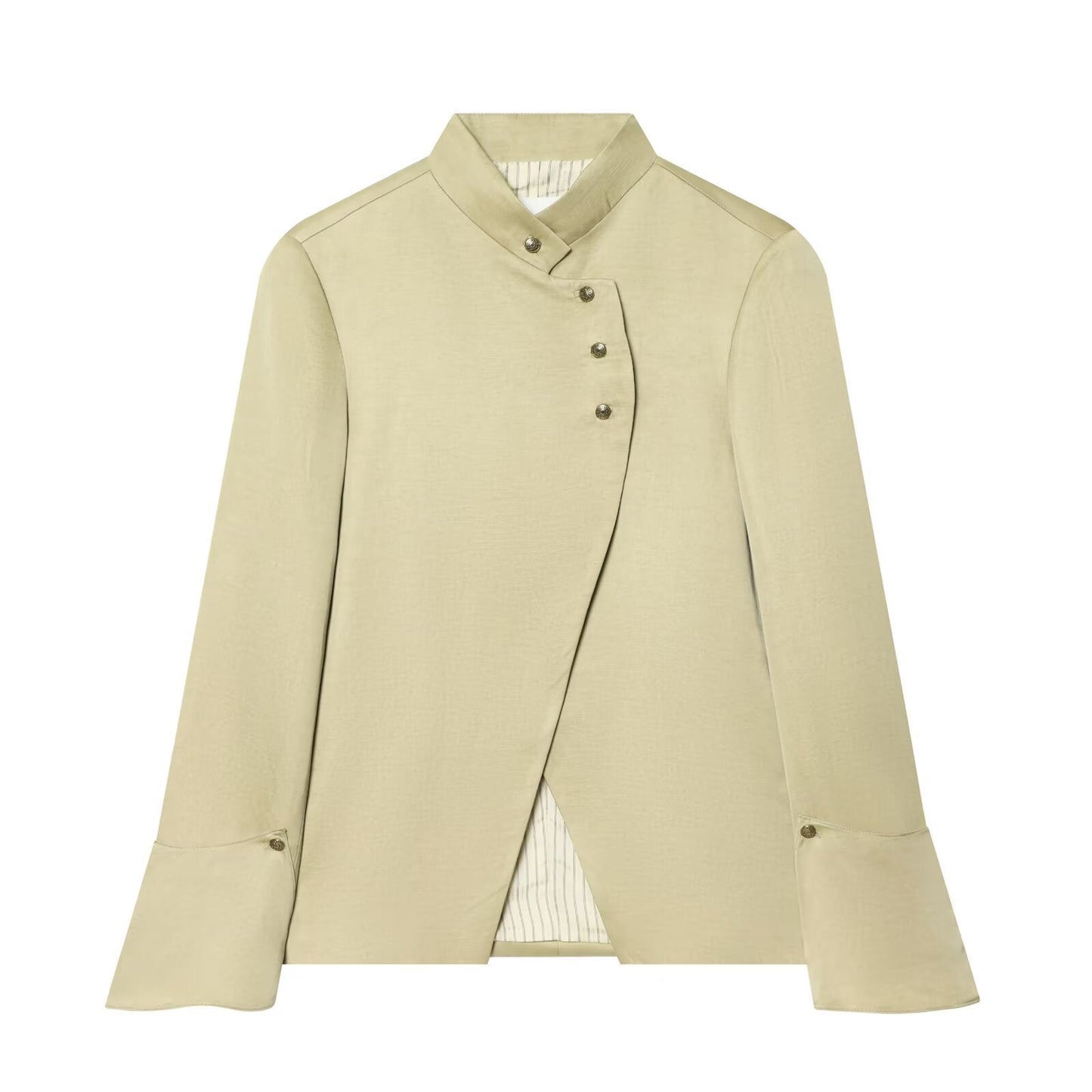 Fashionable And Versatile Tailored Blazer With A Mock Turtleneck And Layered Detailing