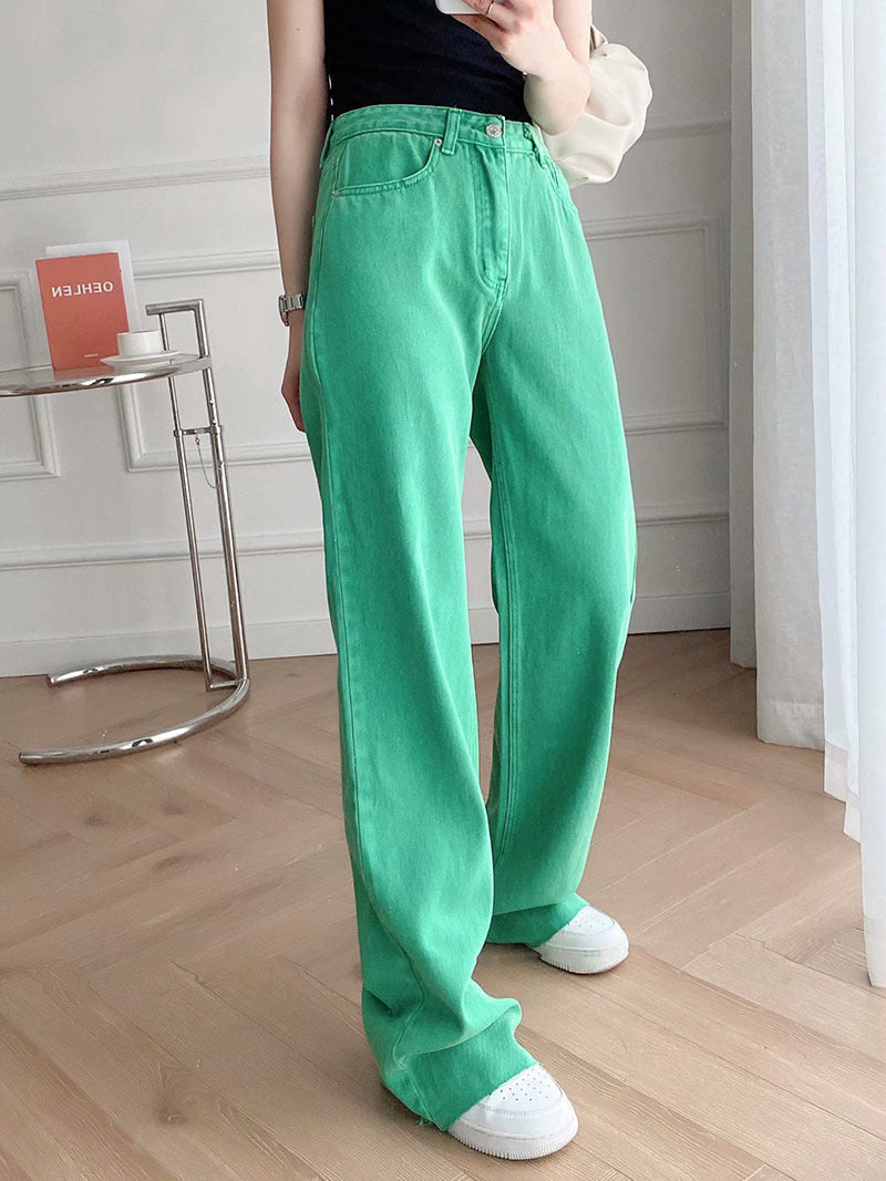 Women's High-waist All-match Straight-leg Mopping Jeans