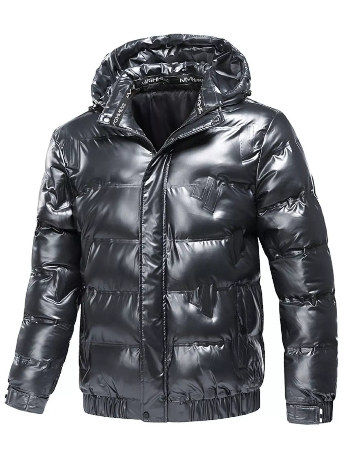 Men's Plus Size Zip Up Hooded Puffer Jacket