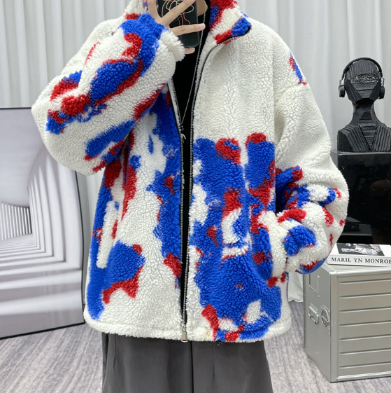 Men's Hong Kong Style Thick Casual Lamb Velvet Jacket