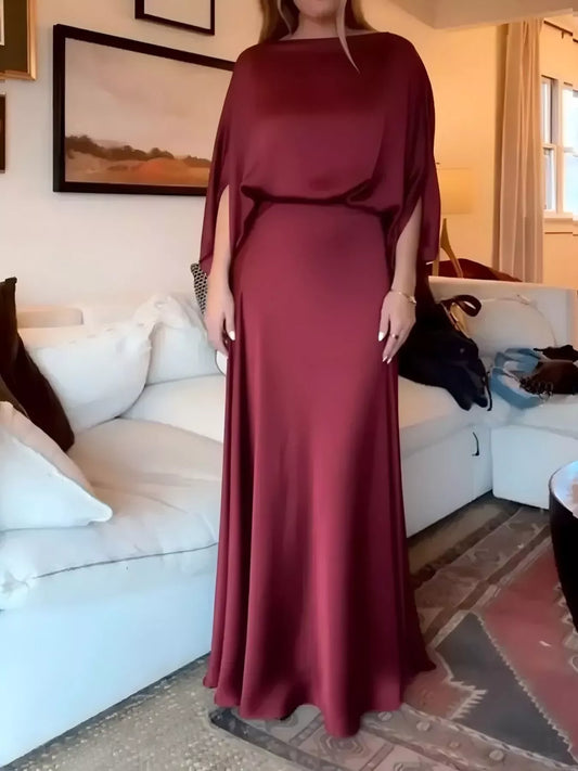 Vestido maxi elegante de talla grande con mangas murciélago