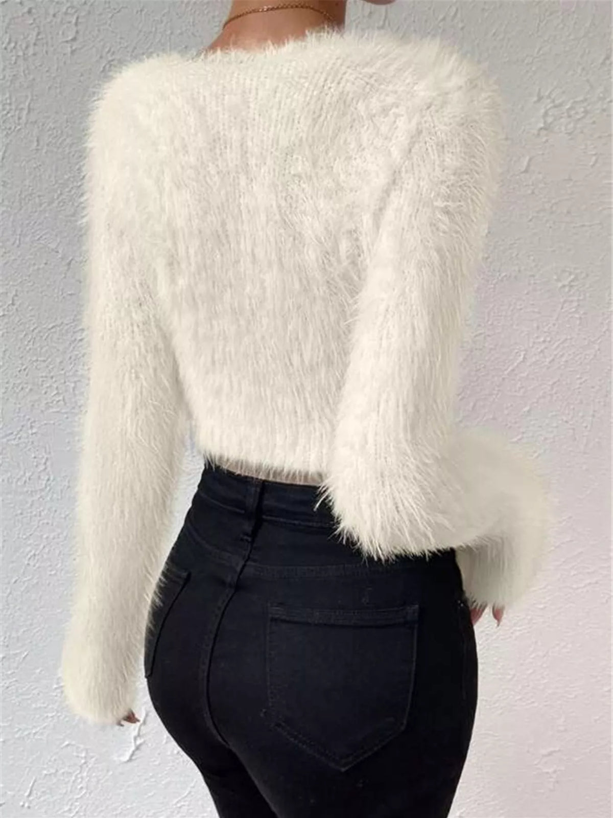 Fluffy Knit V-Neck Sweater