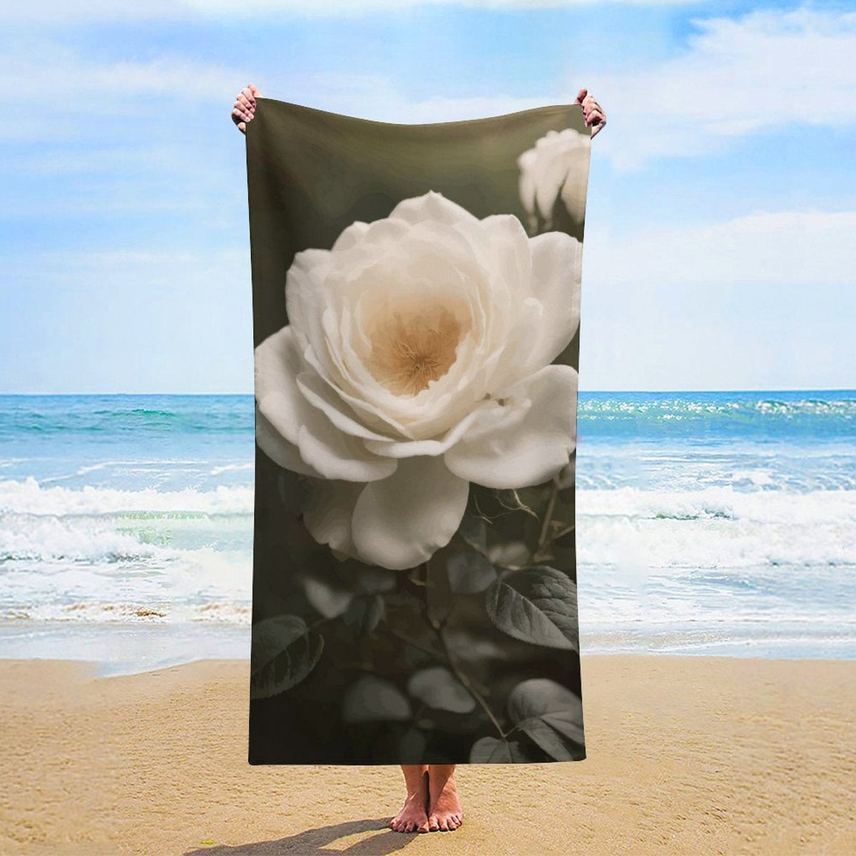 White Rose Bath or Beach Towel - 61.4" x 30.3"