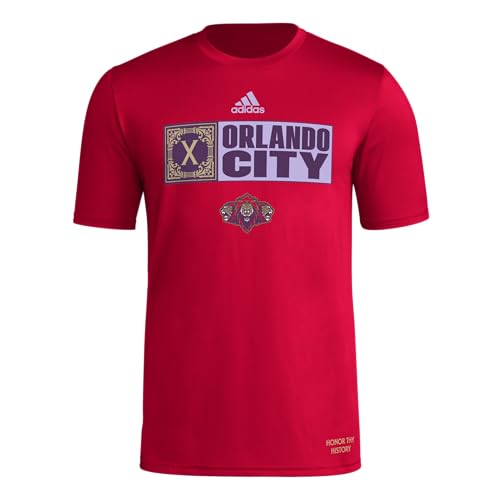 adidas Mens Size Short Sleeve Pre-Game T-Shirt Team Power Red/Orlando City Sc XX-Large Tall