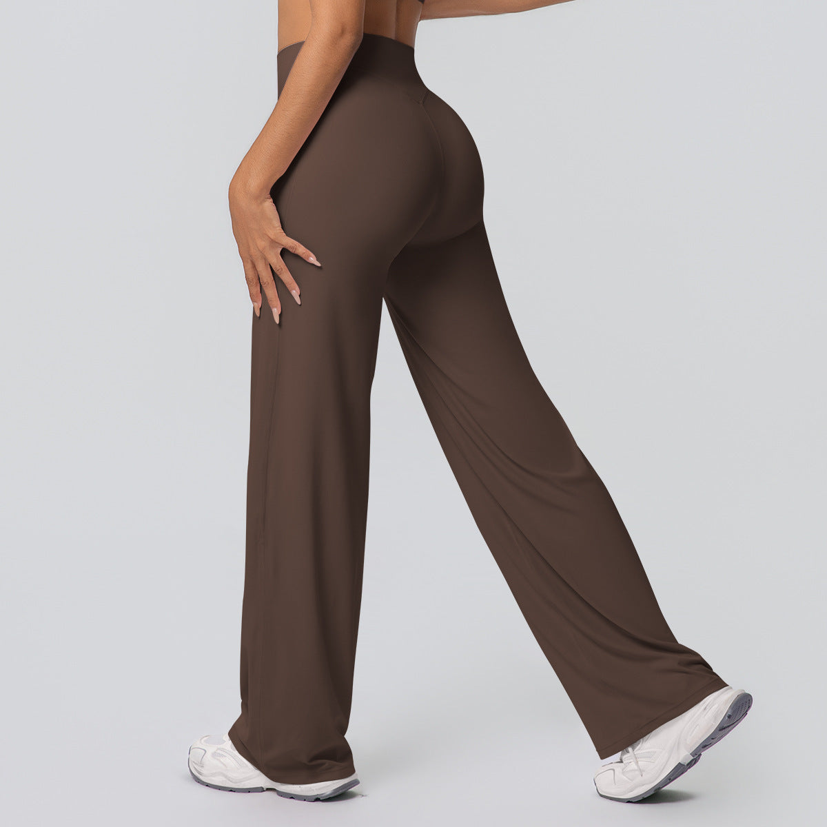 Casual High-waisted Loose-fit Solid-color Yoga Pants That Hug The Hips