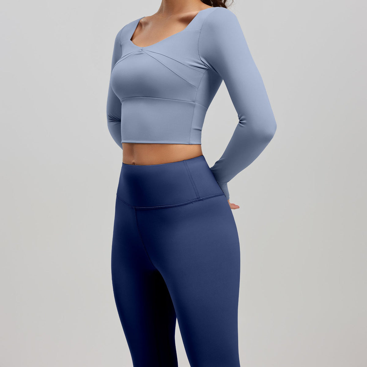 Spring And Summer Spliced Yoga Long-Sleeved Set