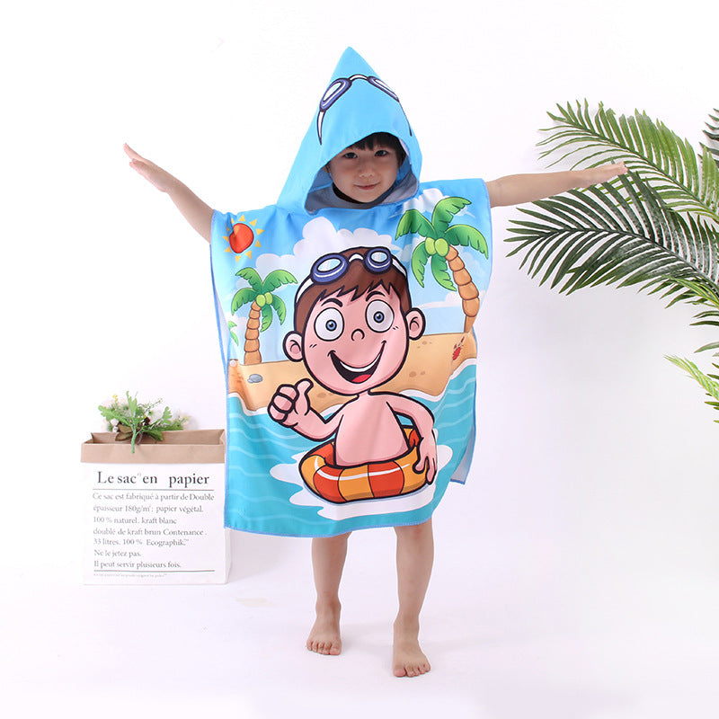 Microfiber Children's Cloak Double-sided Velvet Quick-drying Beach Towel