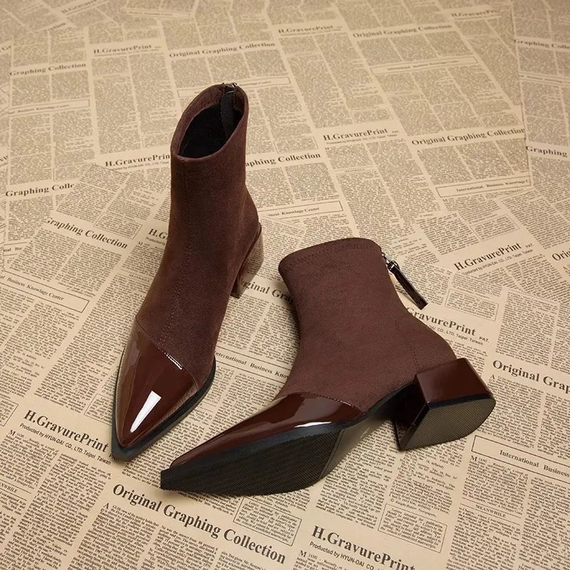 Women's Pointed-Toe Chunky Sole Boots