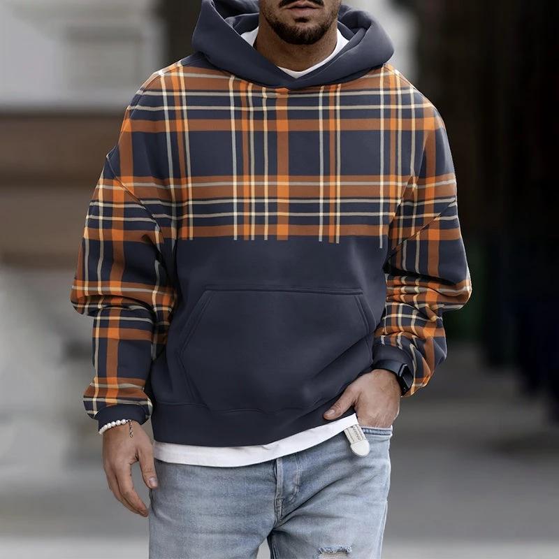 Men's Casual Fashion Trendy Plaid Print Sweatshirt