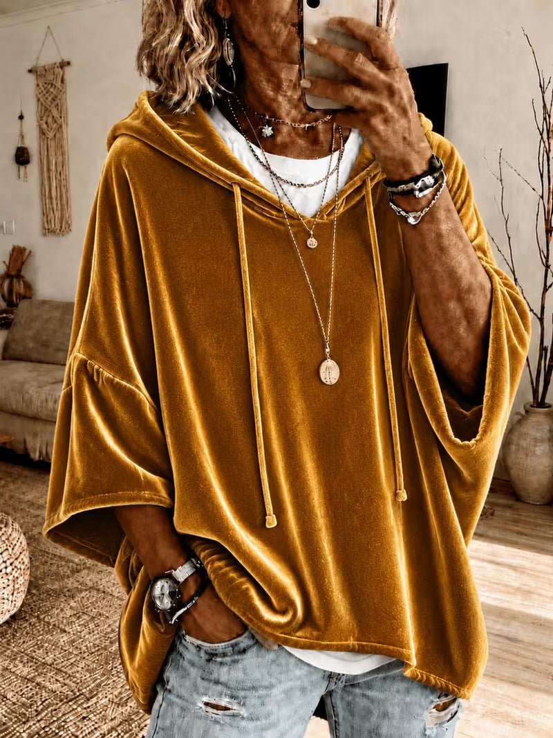 Women's New Autumn Winter Velvet Hooded Loose Casual Sweatshirt