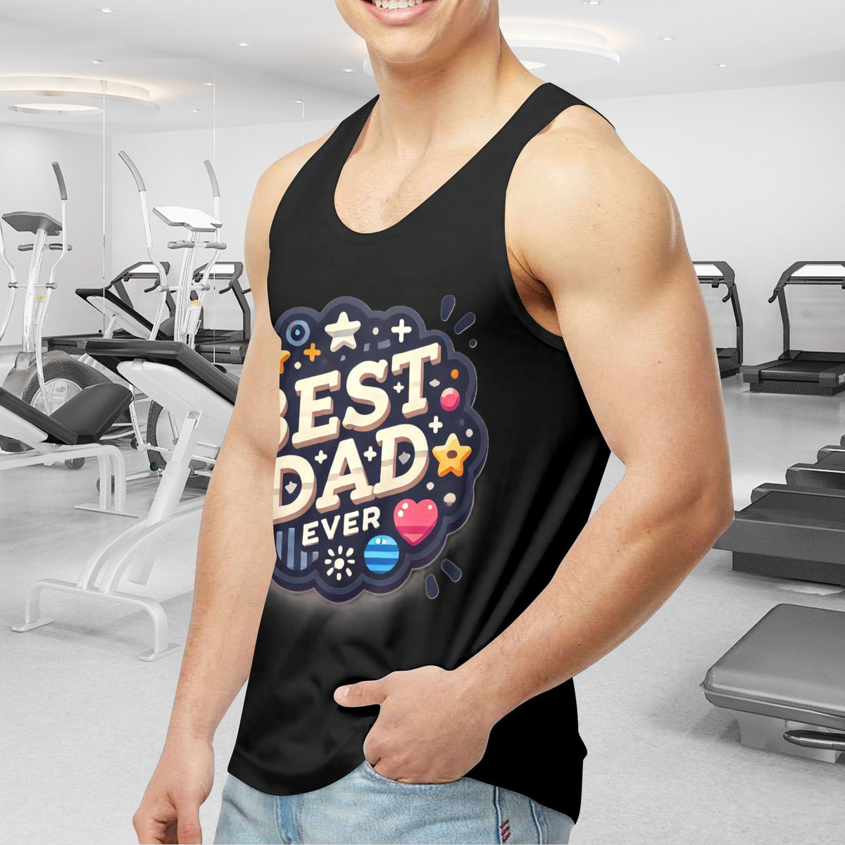 Best Dad Ever Circle Men's Graphic Tank Top (Made in USA)