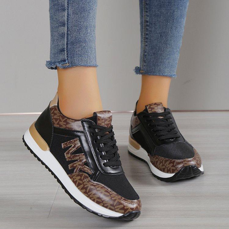 Women's Fashion Casual Printing Lace-Up Round-Toe Sneakers