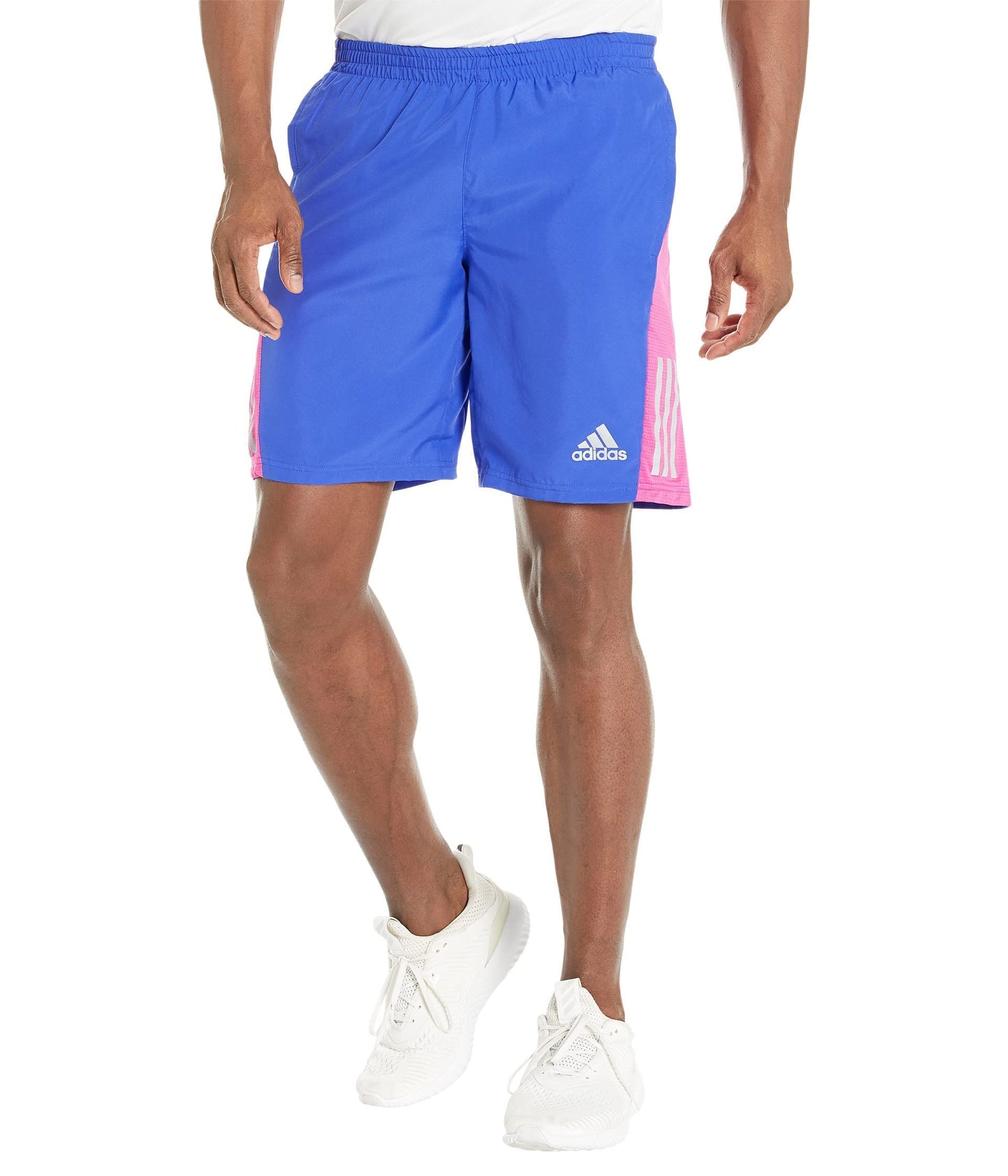 adidas Mens Own The Run Shorts Lucid Blue/Semi Lucid Fuchsia/Reflective Silver Small