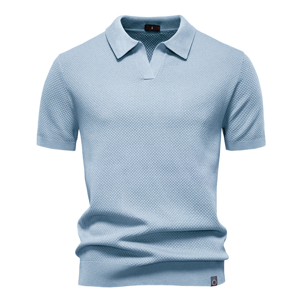 2026Summer High Quality European Size Pineapple Wool Polo Shirt Men's Business Seagull Collar Men's Short Sleeve Sweater Polo