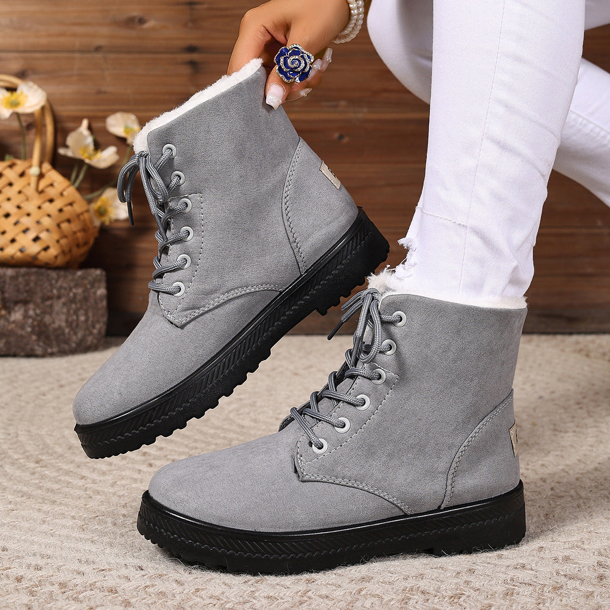 Women's Waterproof High-Top Cotton-Padded Snow Boots