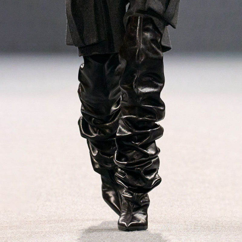 Women's Catwalk Pleated Over-the-knee Wedge Boots