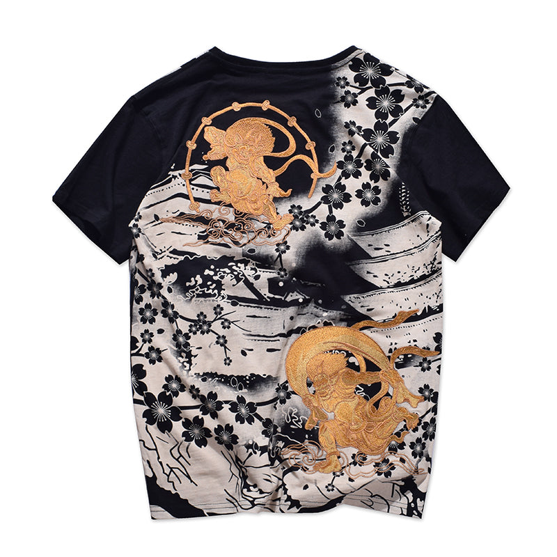 Men's Short Sleeve T-Shirt - Japanese Embroidered Design