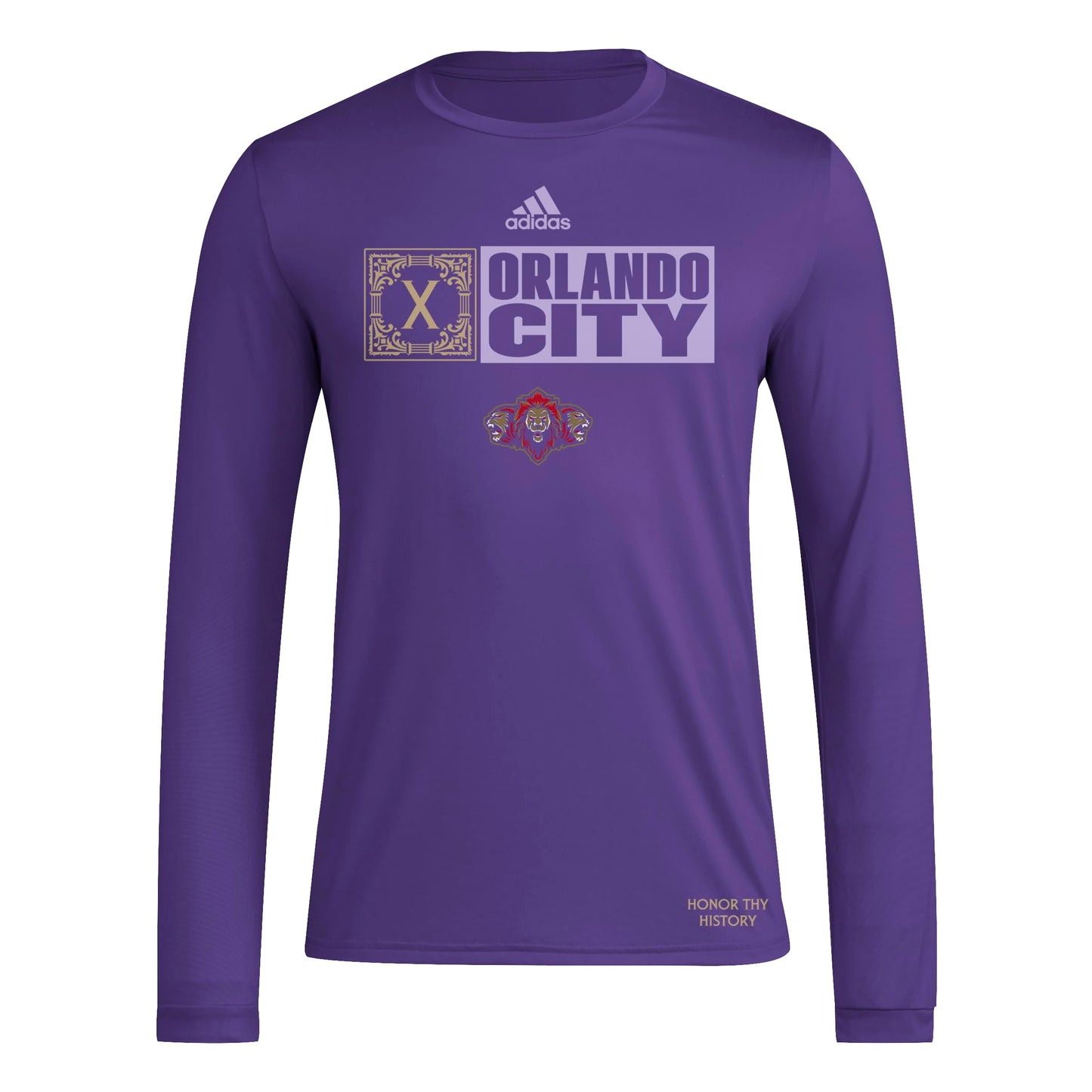 adidas Mens Long Sleeve Pre-Game T-Shirt Regal Purple/Orlando City Sc X-Small