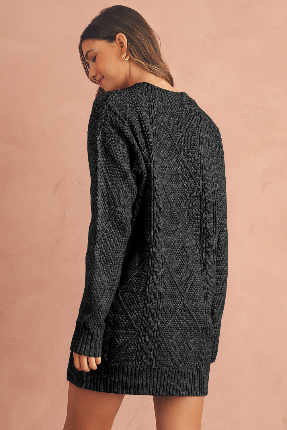 Vestido de punto de cable holgado con hombros caídos Parchment Twist