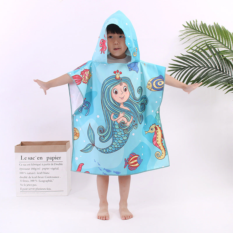 Microfiber Children's Cloak Double-sided Velvet Quick-drying Beach Towel