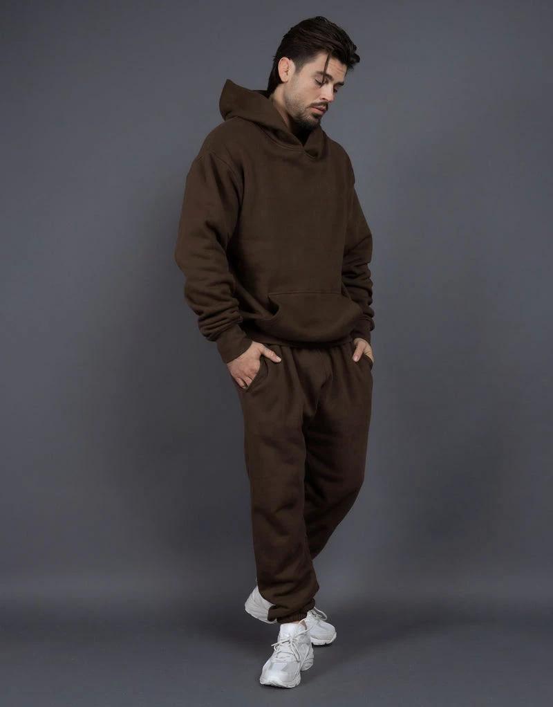 Men's Casual Loose Solid Color Hooded Sweatshirt Pants