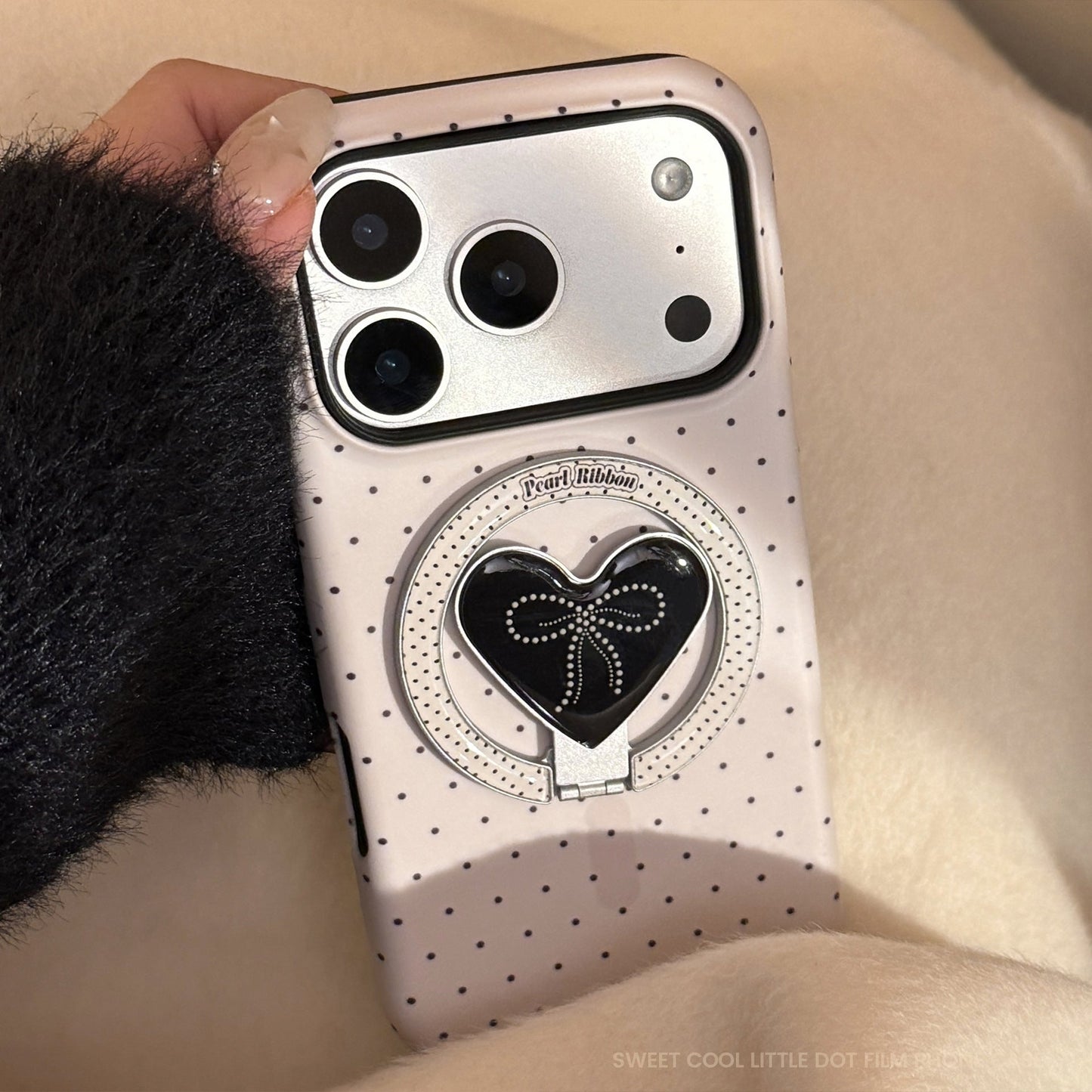 Pearl Bow Magnetic Holder Mobile Phone Case