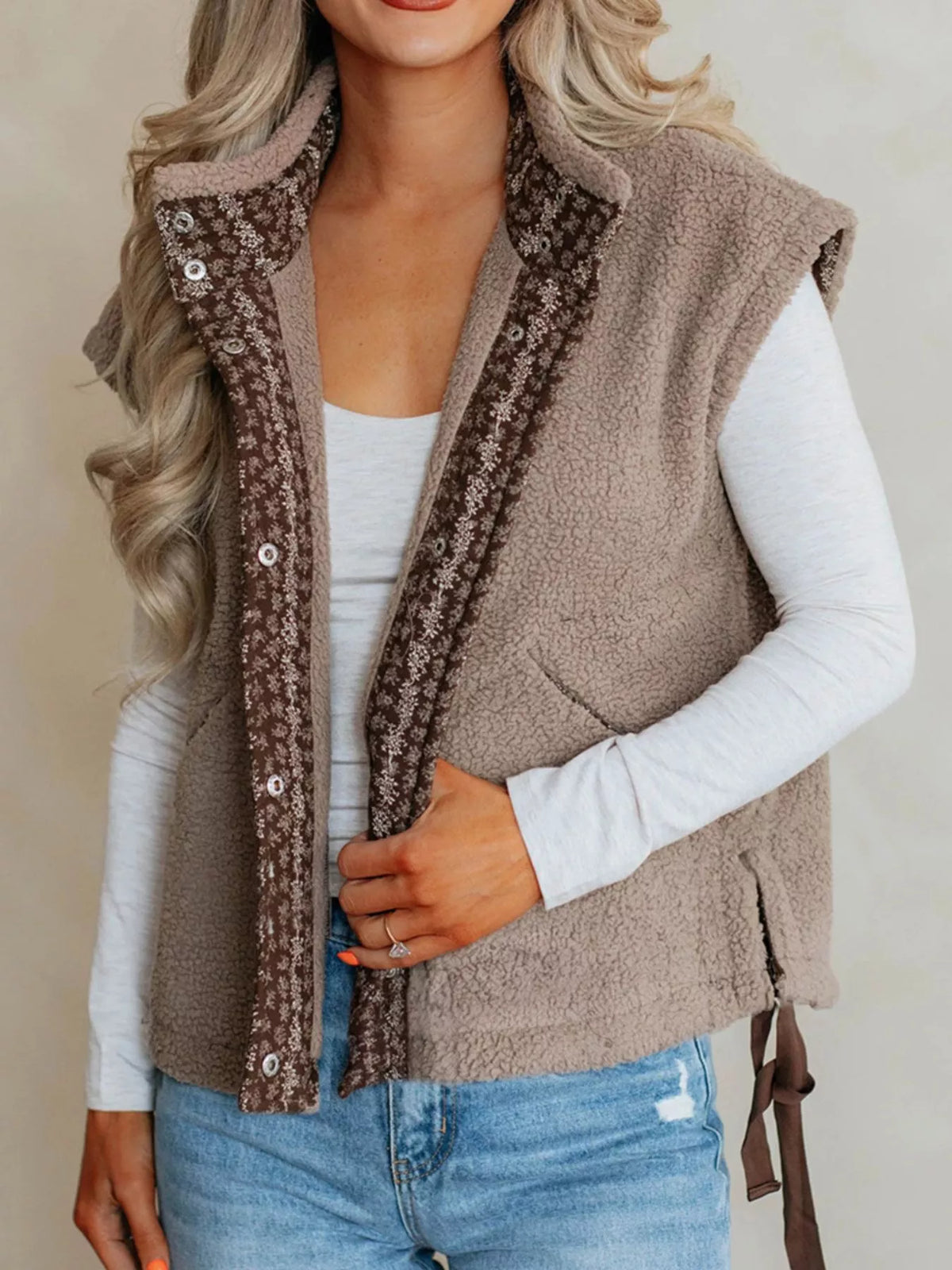 Side Bows Sherpa Fleece Vest