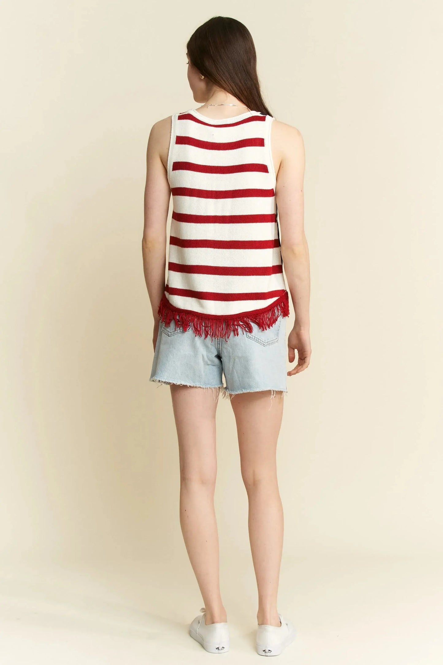 Women's Tank Top Tank Top - American Flag Fringe Plus Size - Women's Patriotic