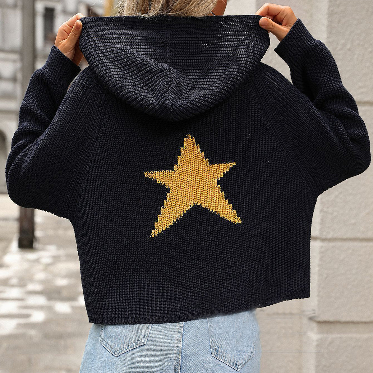 Suéter con capucha de moda con bolsillos, suéter suelto con cremallera de manga larga, cárdigan corto, tops para ropa de mujer. Consulte la tabla de tallas en "más detalles".