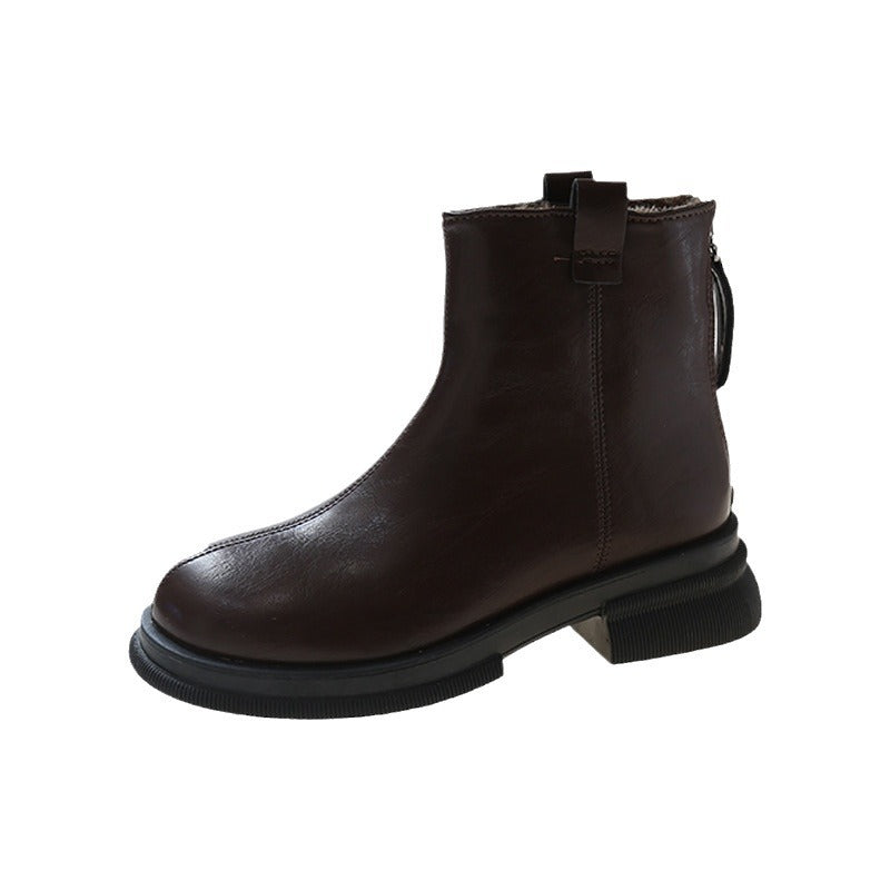 Women's Flat Round-Toe Warm Velvet Ankle Boots