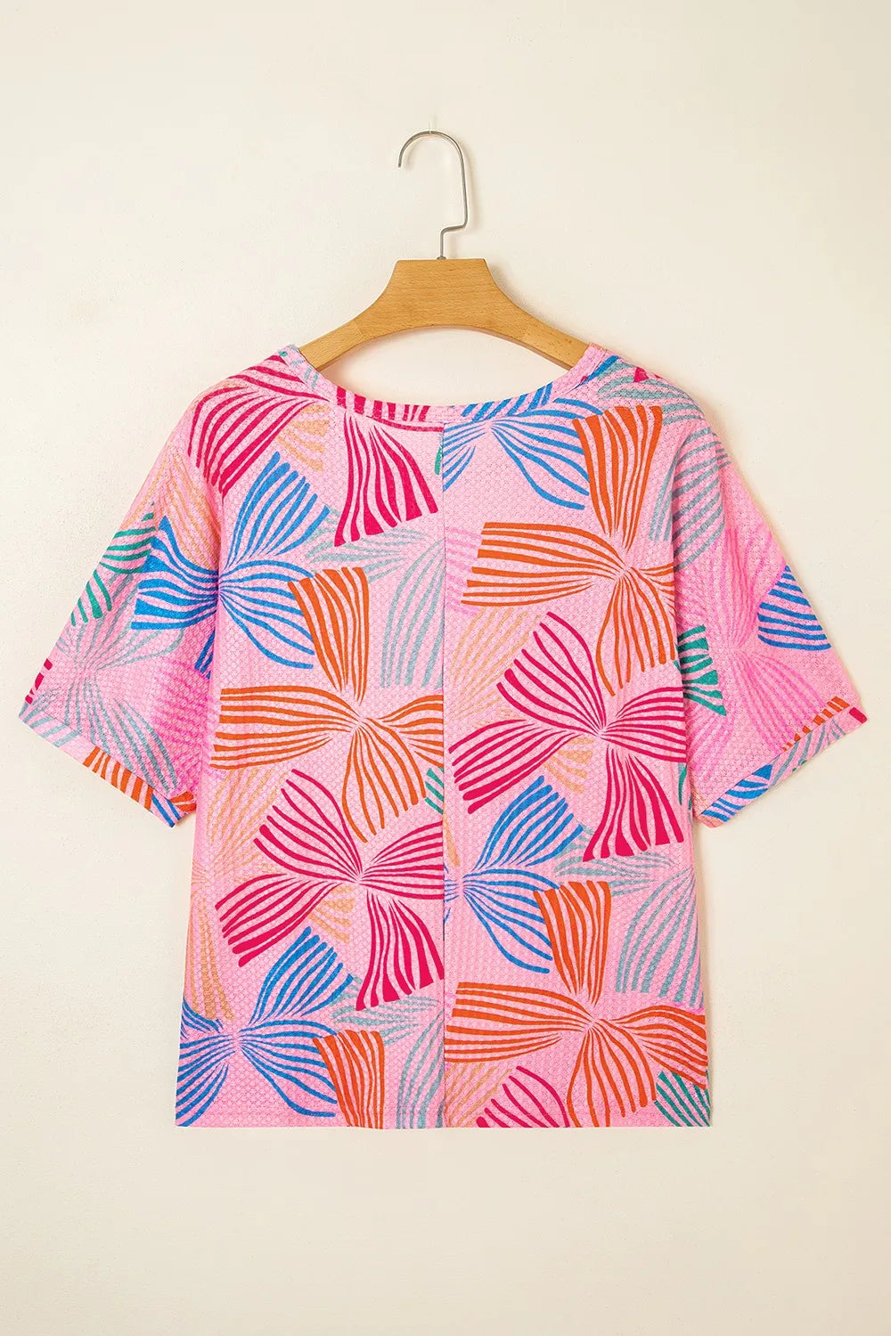 Printed Waffle Knit Oversized T-Shirt