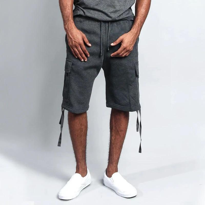 Men's Casual Five-point Overalls Multi-pocket Loose Straight Shorts
