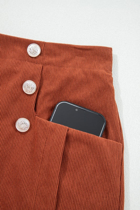 Corduroy Scalloped Edge High Waist Shorts See size chart under “more details”