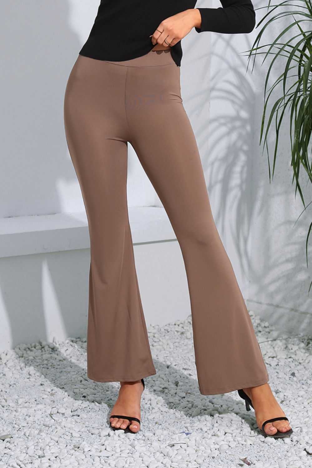 Pantalones Largos Acampanados de Cintura Alta