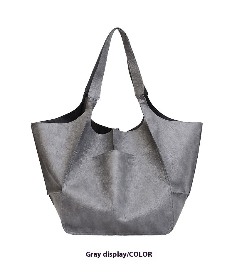 Women's Simple Soft Leather Large Capacity Handbag Travel Handbag