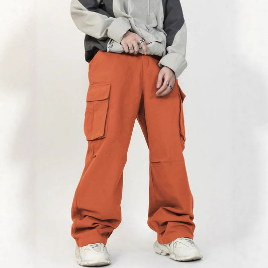 Pantalones Cargo Informales Holgados con Bolsillos Tridimensionales para Hombre